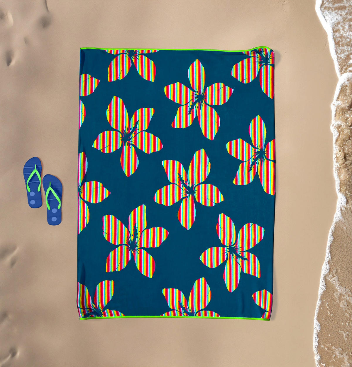 STRANDTUCH aus Veloursfrottee Jacquard Blau 140x180 400g/m² - Yakama - Blau, Textil (140/180cm) - LE COMPTOIR DE LA PLAGE