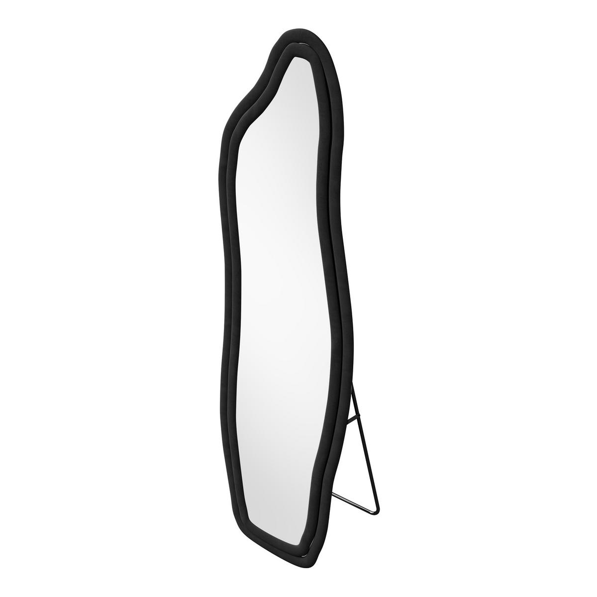 STANDSPIEGEL 160 x 50 cm, Spiegel in Delfinform, Wandspiegel,Samtrahmen, schwarz - Schwarz, Glas/Textil (50/160/3cm) - WoodenAura