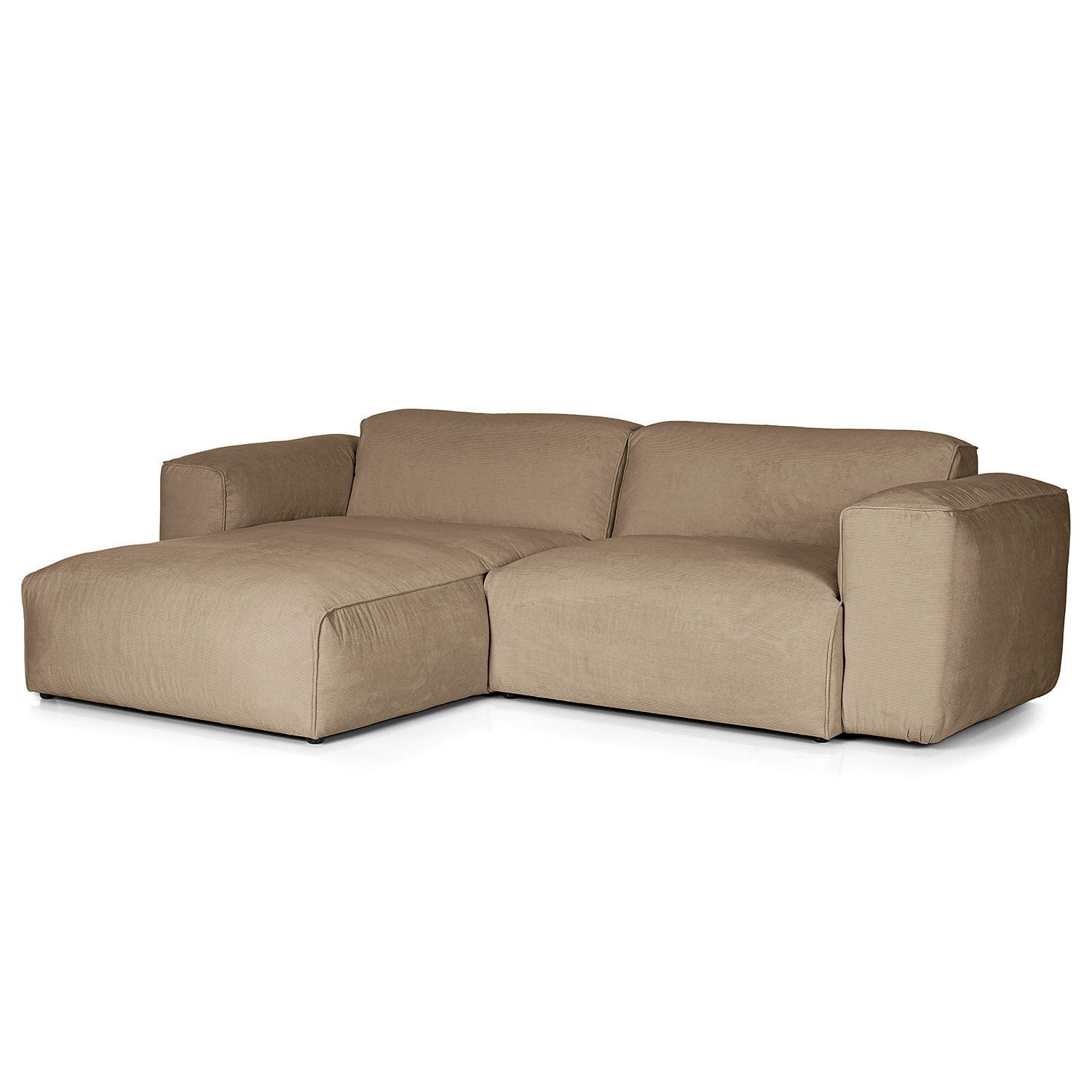 1,5-SITZER ECKSOFA mit Longchair - Taupe/Schwarz, Kunststoff/Textil (260/173cm) - home24