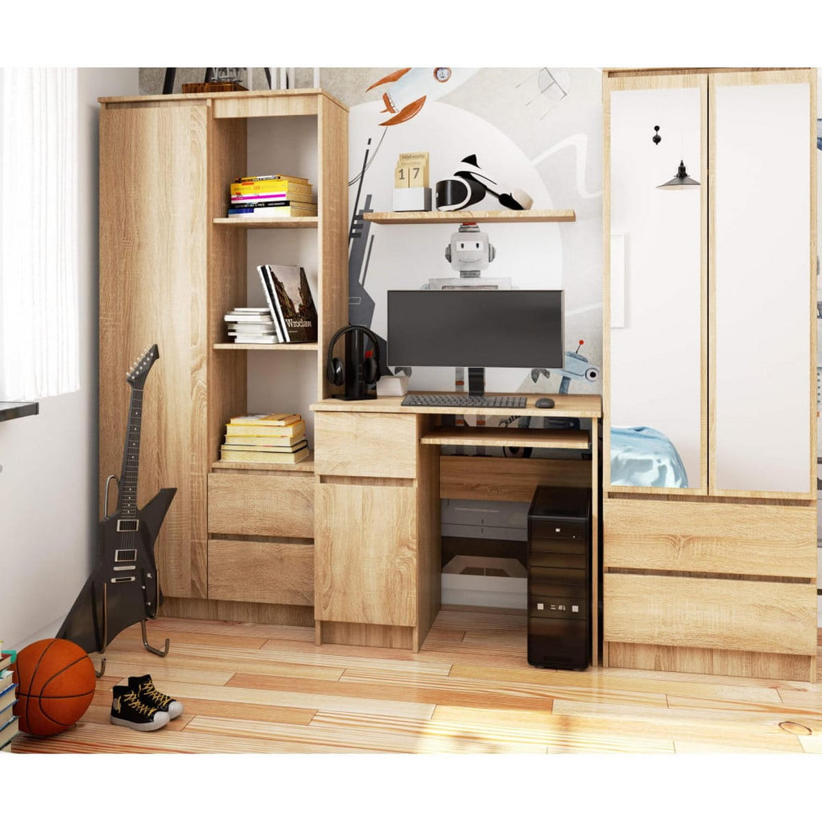 SCHREIBTISCH Eiche Sonoma 77/90/50 - Sonoma Eiche, Holzwerkstoff (50/90/77cm) - RAUMHIRSCH FURNITURE