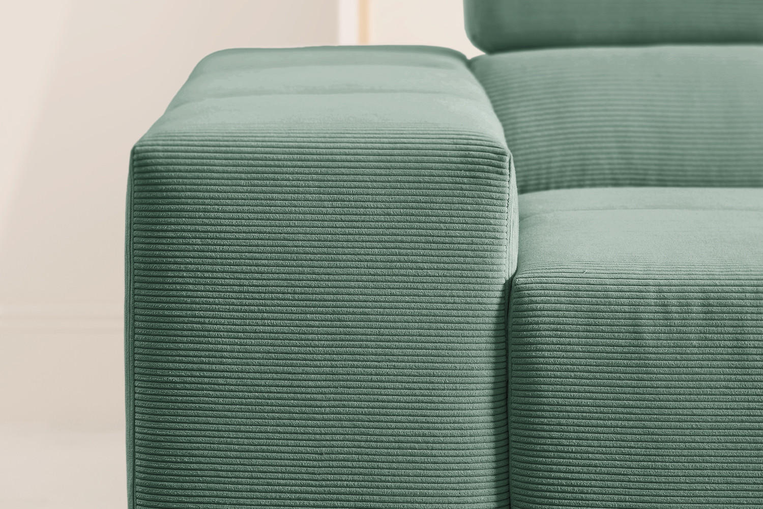 ECKSOFA MIT MOTORISCHEM SITZVORZUG NEVADA Grün Cord - Schwarz/Grün, Kunststoff/Textil (319/215cm) - KAWOLA