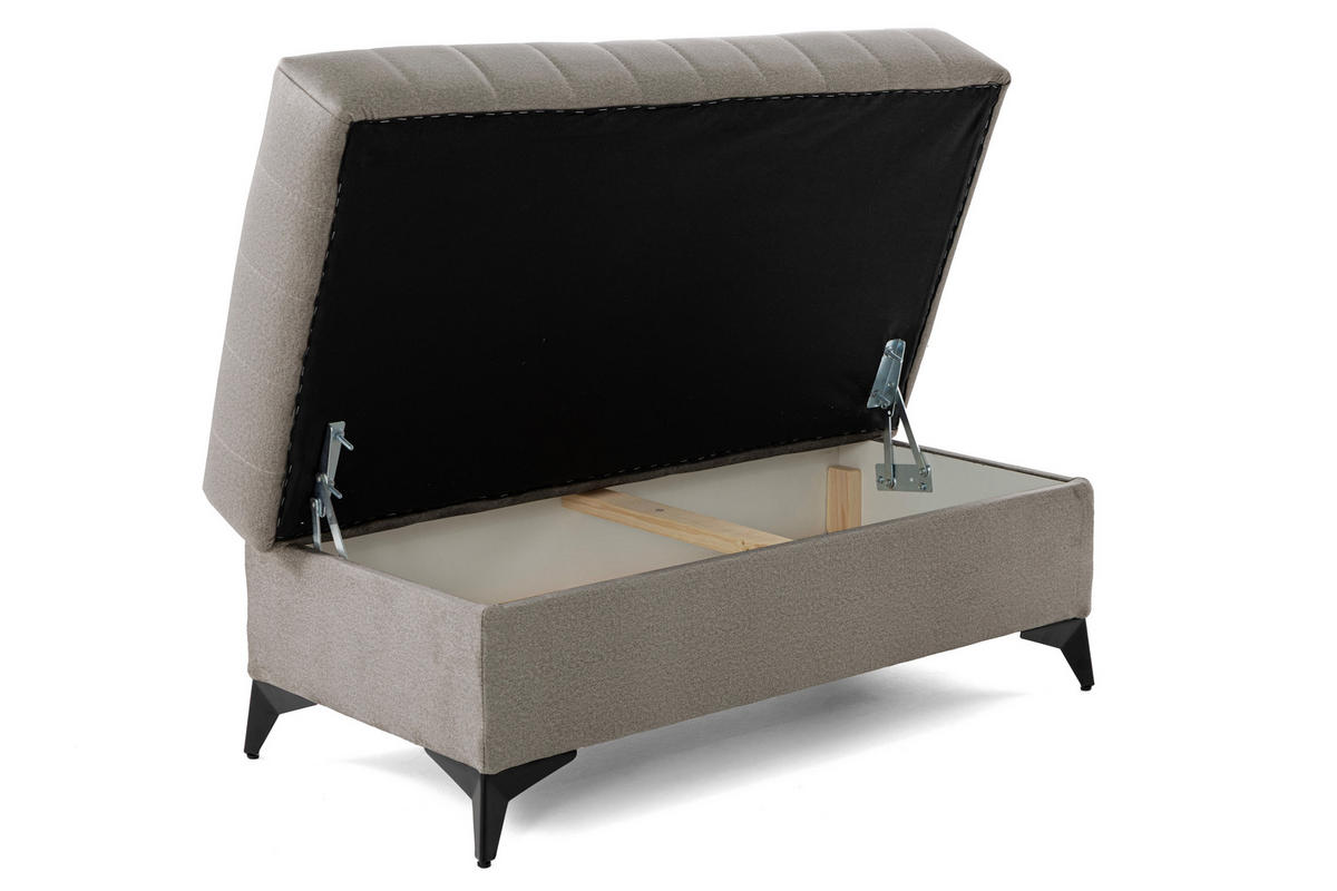 POUF PIERO 107 x 60 cm Velours Beige - Beige/Schwarz, Holz/Textil (107/43/60cm) - Muffo