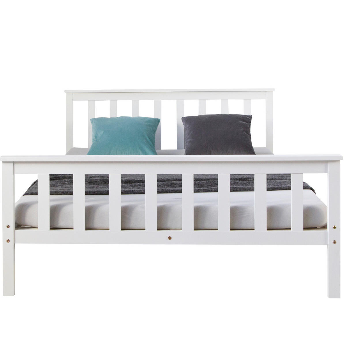 HOLZBETT Doppelbett mit Lattenrost 140/200 cm weiß - Weiß, Holz (140/200cm) - Homestyle4u