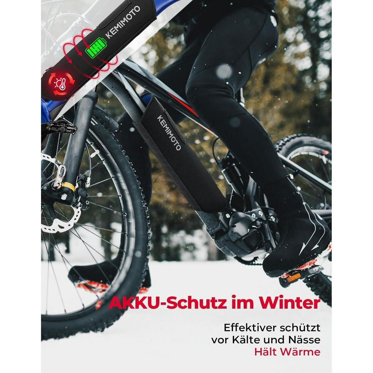 SCHUTZHÜLLE E-Bike Akku 26-38cm Umfang Neopren Schwarz - Schwarz, Textil (33/1.5/53cm)