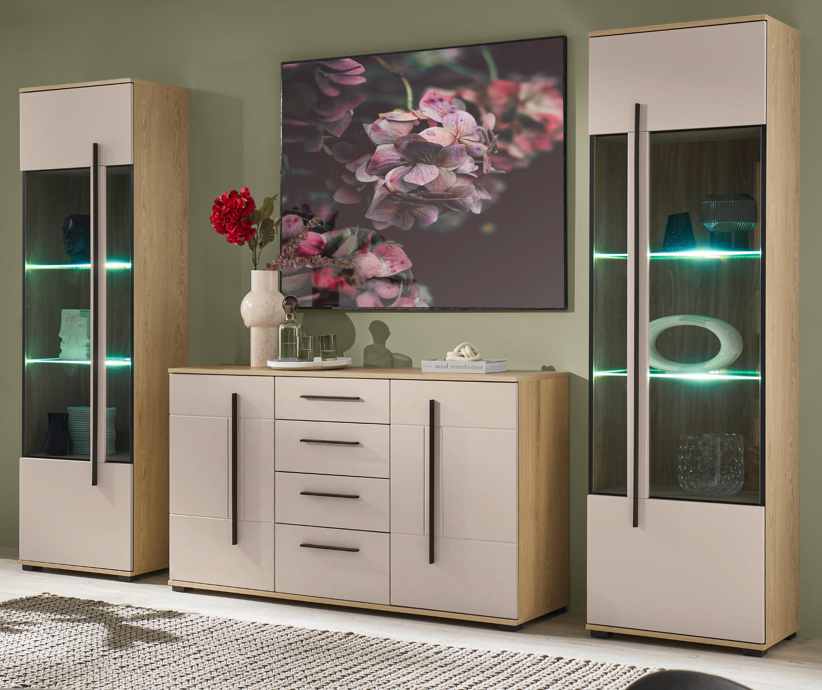 Furn.Design Wohnwand Kaschmir, Eiche 290x200x42 cm