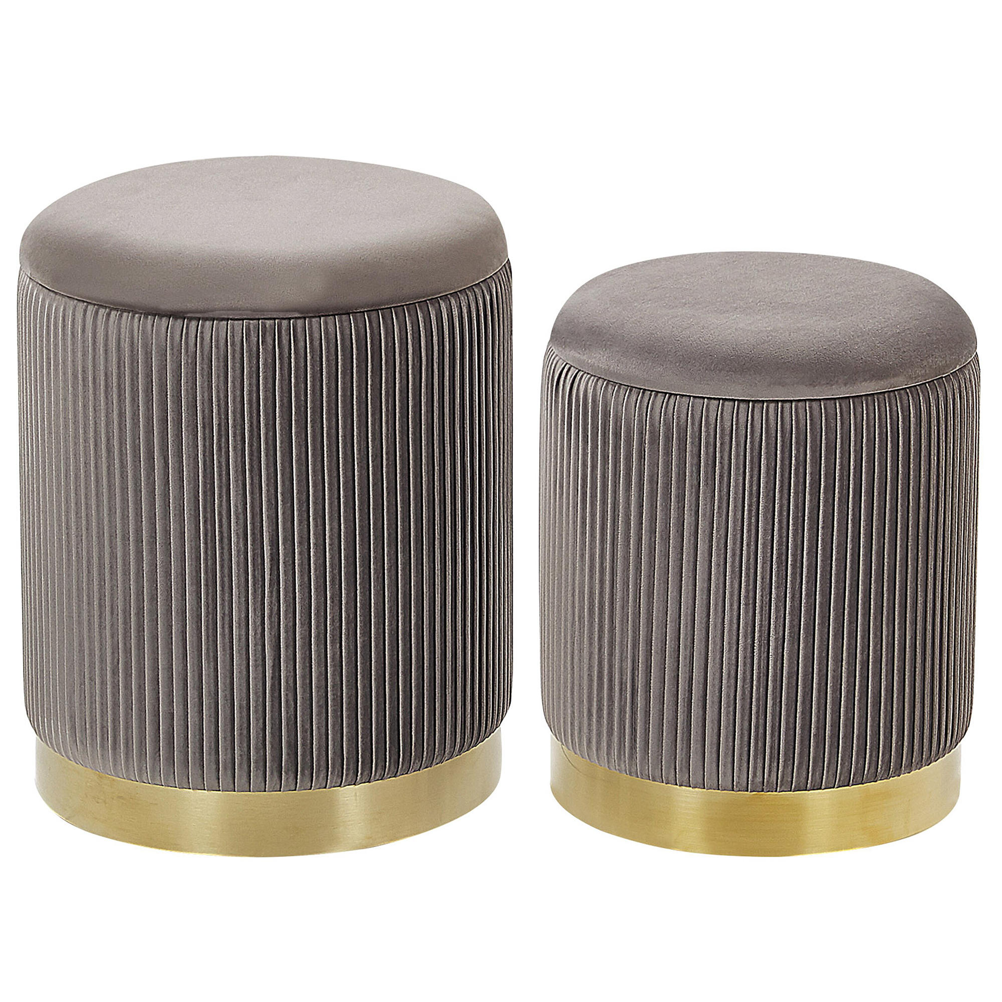 POUF 2er-Set Grau Miramar - Grau, Textil (35/44/35cm) - Beliani