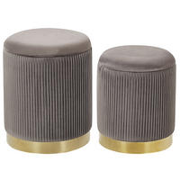 POUF 2er-Set Grau Miramar - Grau, Textil (35/44/35cm) - Beliani