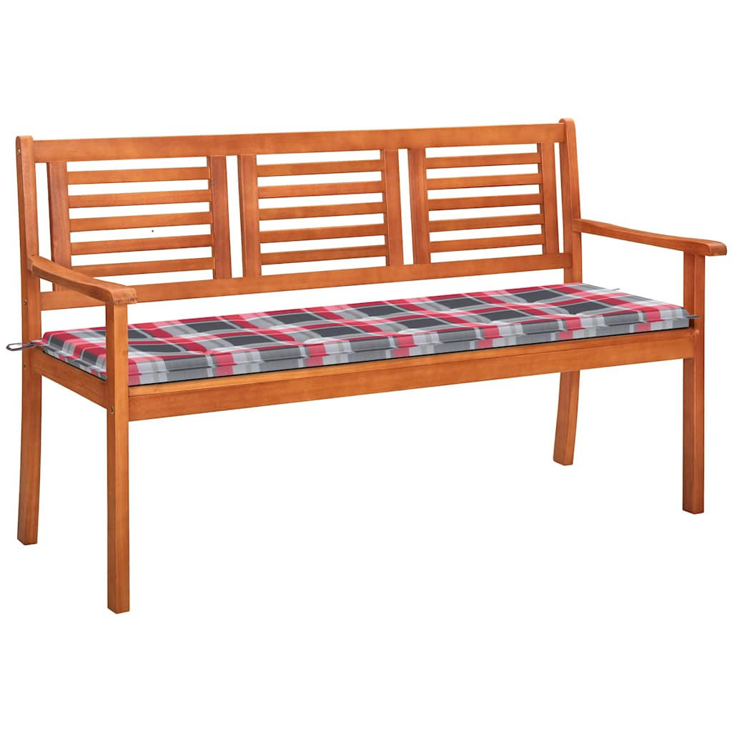 3-SITZER-GARTENBANK mit Auflage 150 cm Massivholz Eukalyptus - Braun, Holz (150/89/60cm) - furnicato