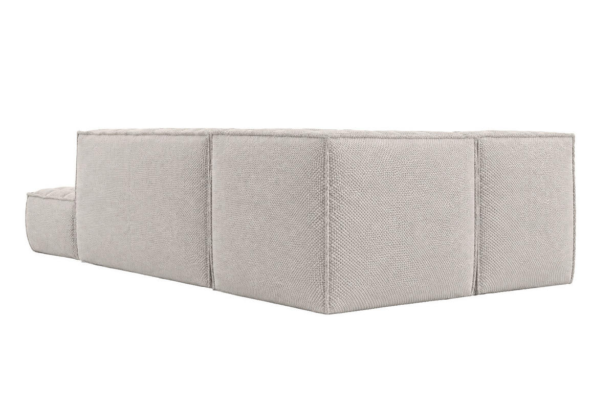 ROHOVÁ SEDAČKA modulární ve tvaru L s taburetem, plyšová tkanina Pop, Béžová, Pravá strana, LAZY L s taburetem - béžová, dřevo (333/173cm) - Kaiser Möbel