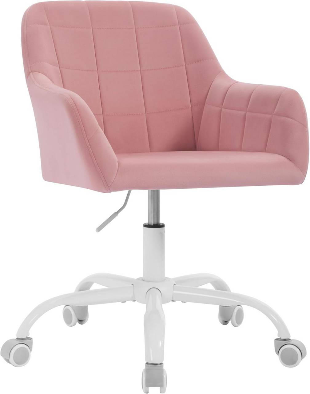 DREHSTUHL drehbar, Bürostuhl ergonomisch, Samt, Rosa - Weiß/Rosa, Kunststoff/Textil (58/77/61cm) - Woltu