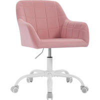 DREHSTUHL drehbar, Bürostuhl ergonomisch, Samt, Rosa - Weiß/Rosa, Kunststoff/Textil (58/77/61cm) - Woltu
