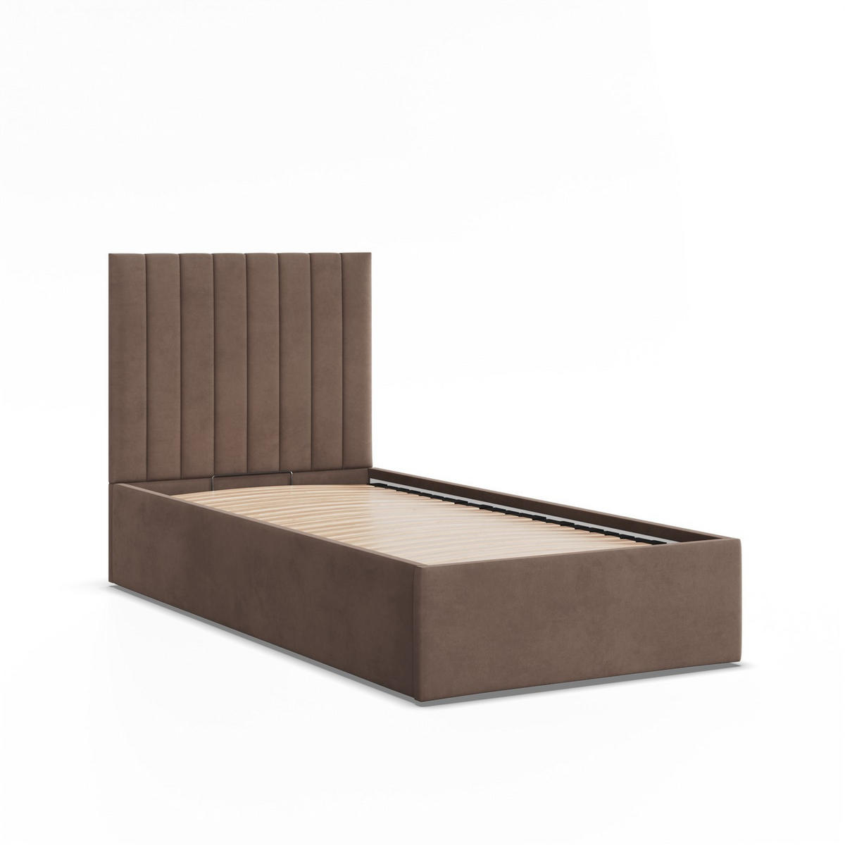 POLSTERBETT MIT KOPFTEIL 90x200 mit Bettkasten POLLA, Braun - Braun, Textil (90/200cm) - Mebligo