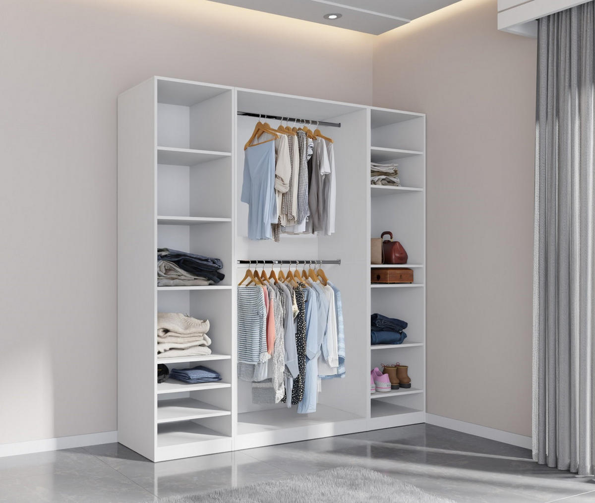 OFFENER-GARDEROBENSCHRANK TRES G/B Weiß 200/206/51 cm - Weiß, Holzwerkstoff (200/51/206cm)