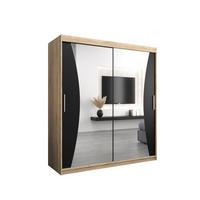 SCHWEBETÜRENSCHRANK 200/180/62 2-türig - Silberfarben/Schwarz, Holz/Kunststoff (180/200/62cm) - Abiks Möbel