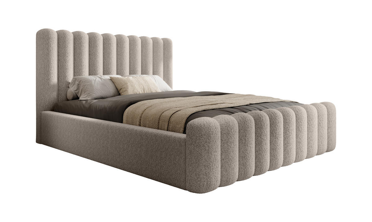 POLSTERBETT Elegantes Polsterbett Mona VII 200x200 cm – Bett mit Stauraum & Hochwertigem Wigo-Feeling, Beige - Beige/Schwarz, Holzwerkstoff/Kunststoff (200/200cm) - DomoHome