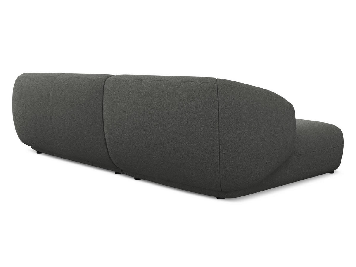 ECKSOFA Links Bouclé Stoff Grau - Schwarz/Graphitfarben, Kunststoff/Textil (156/280cm) - Makamii