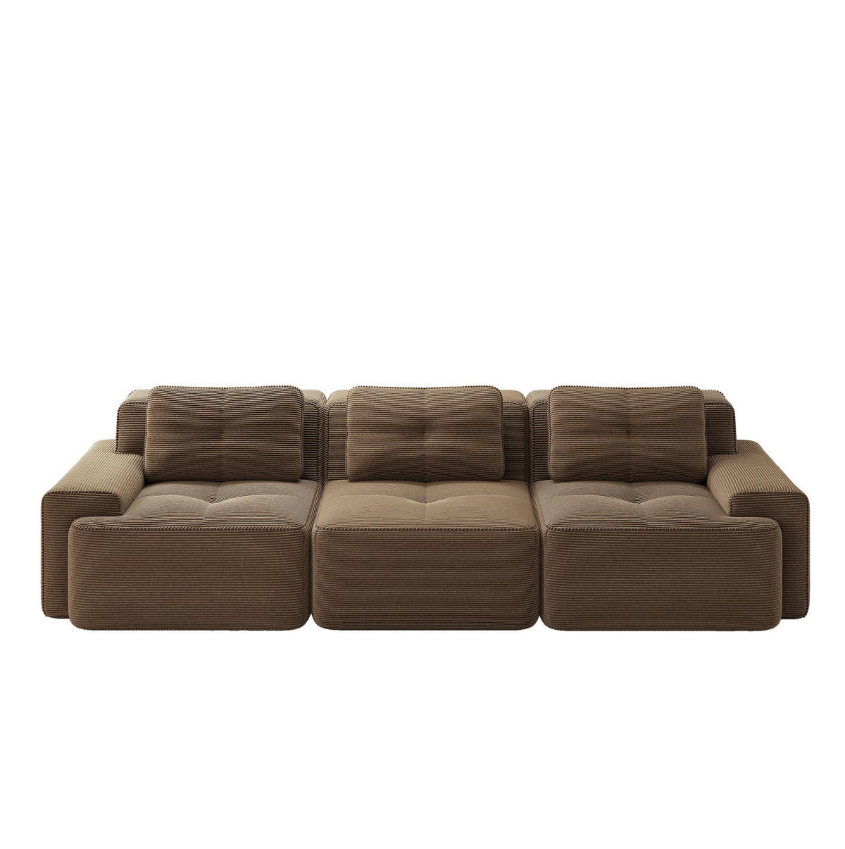 SOFA modular mit Tiefsitz Cord Brown - Braun, Kunststoff (104/69/293cm) - Meubliv