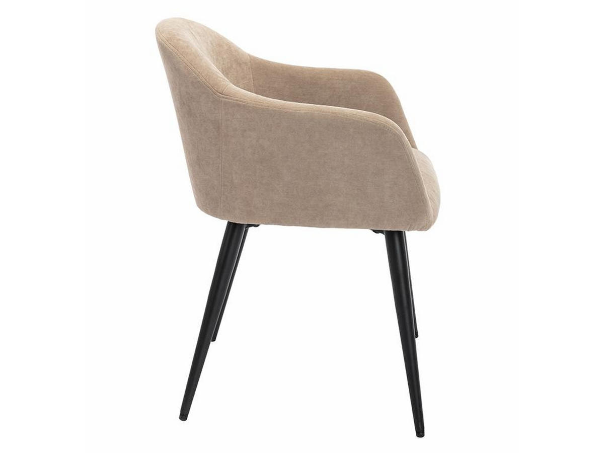 STUHL 6er-Set mit Armlehnen - Samt-Optik & Metall - Beige - BIBO - Beige, Textil (54/73/57.5cm) - Vente-Unique