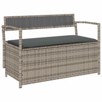 GARTENBANK Mit Stauraum Und Kissen Grau Poly Rattan - Grau, Kunststoff (54/74/111.5cm) - vidaXL