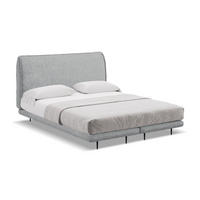 POLSTERBETT Doppelbett mit Matratze Bouclé Stoff Grau - Silberfarben/Schwarz, Textil/Metall (140/200cm) - Makamii