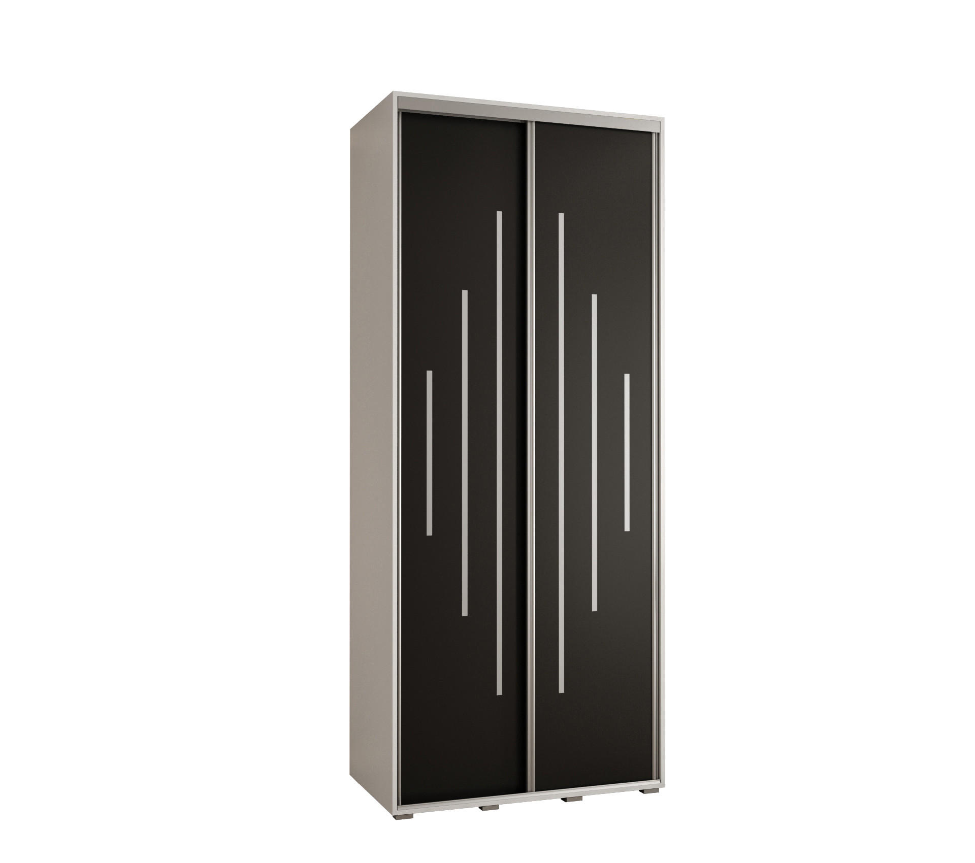 Abiks Möbel Schwebetürenschrank Weiß, Schwarz, Silber 110x235x45 cm