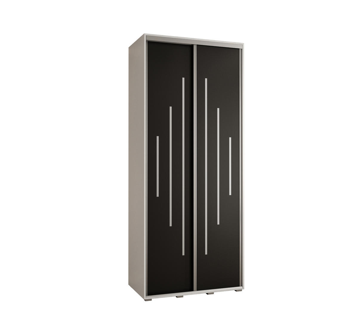 SCHWEBETÜRENSCHRANK 235,2/100/45 2-türig - Silberfarben/Schwarz, Holz/Metall (100/235/45cm) - Abiks Möbel