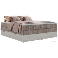 BOXSPRINGBETT NORDIC ZERO KING 200/200 - Hellbraun Cord - Topper T25 - H4 - Hellbraun/Schwarz, Kunststoff/Textil (200/200cm) - MKS