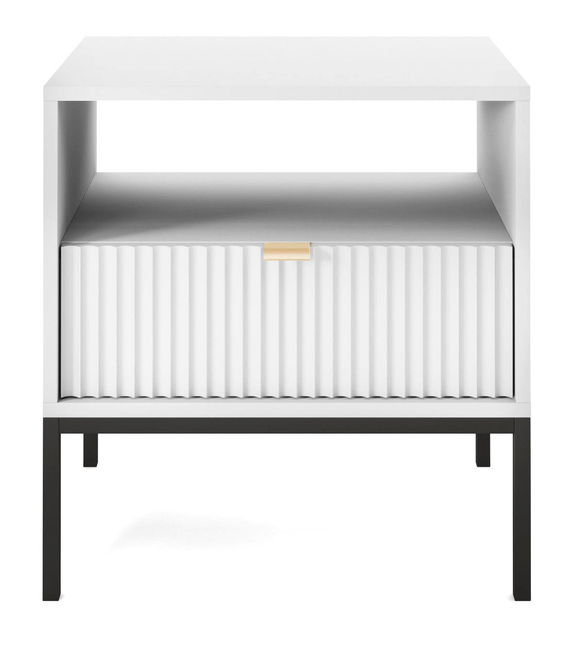 NACHTSCHRANK Vellore Weiß mit Metallbeinen 54 cm - Goldfarben/Schwarz, Holzwerkstoff/Metall (54/56/39cm) - Selsey