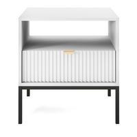 NACHTSCHRANK Vellore Weiß mit Metallbeinen 54 cm - Goldfarben/Schwarz, Holzwerkstoff/Metall (54/56/39cm) - Selsey