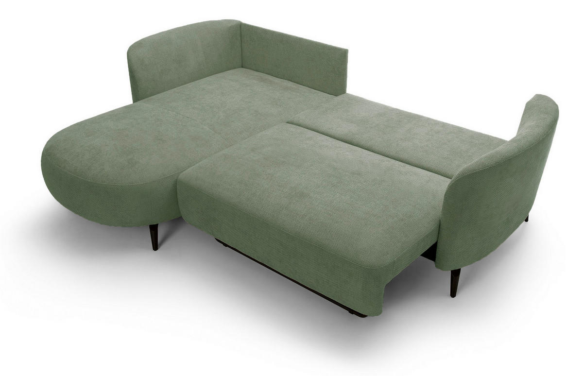 ECKSOFA auf Füßen Kendra 260 cm mit Schlaffunktion, Links, Grün - Grün, Holz (260/180cm) - Emporius