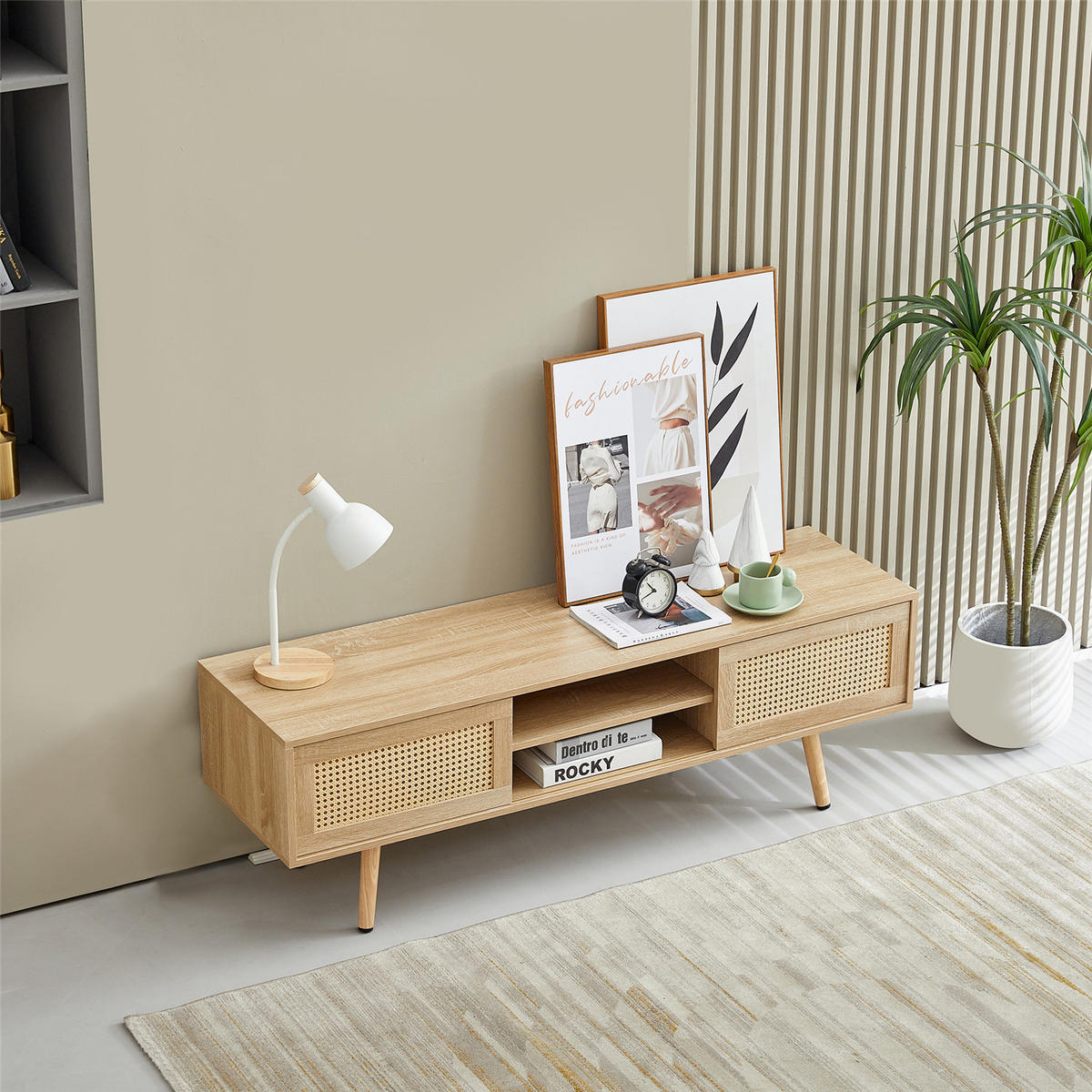TV-SCHRANK Naturholzoptik mit Schiebetüren - Naturfarben, Holz (140/46.5/40cm) - Kaket