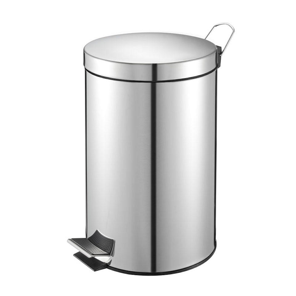 MÜLLEIMER Runder TretMit Herausnehmbaren Kunststoff Inneneimer 3 Liter 27 x 19,5 x 17 cm Edelstahl - Silberfarben, Metall (19.5/27/17cm) - PROREGAL