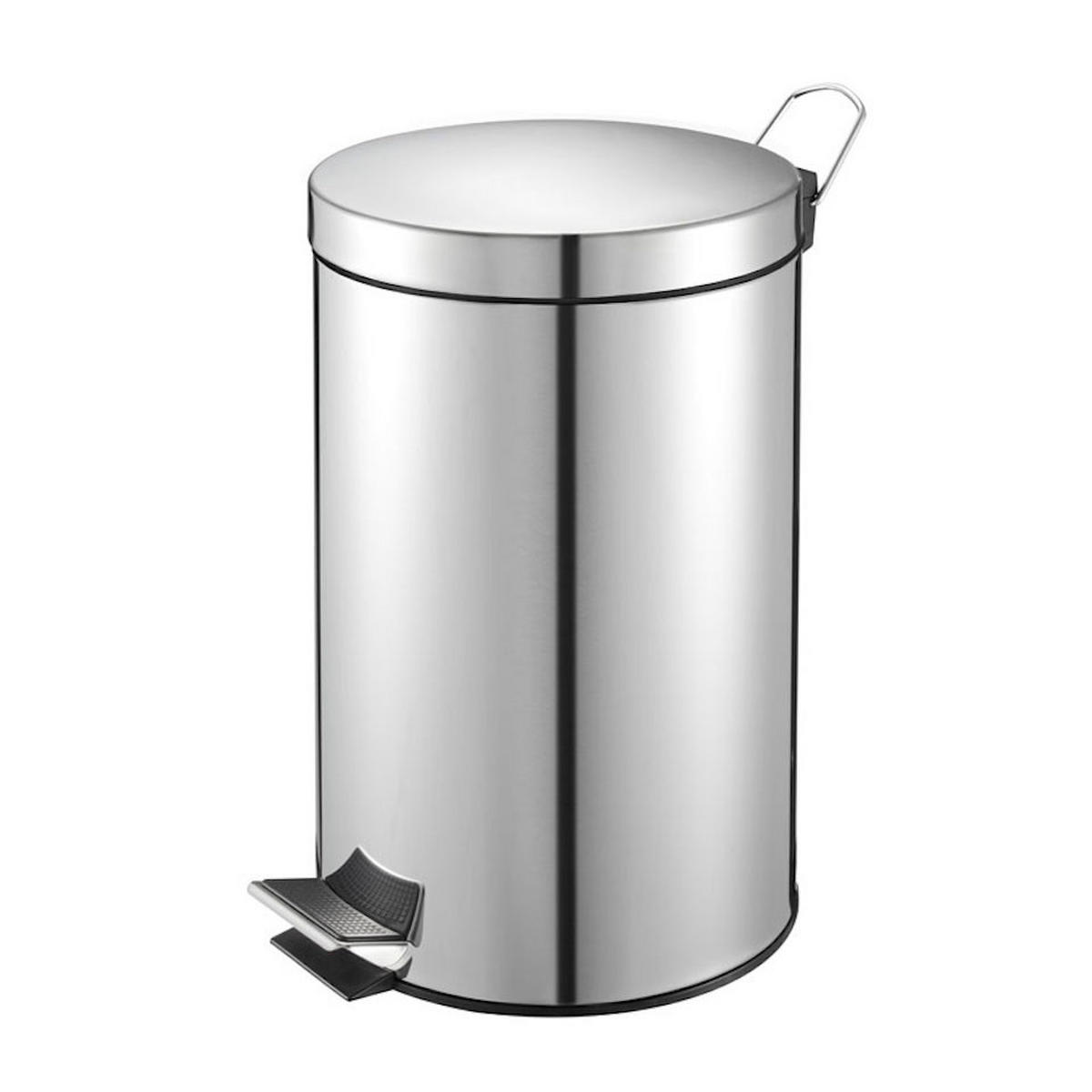 MÜLLEIMER Runder TretMit Herausnehmbaren Kunststoff Inneneimer 3 Liter 27 x 19,5 x 17 cm Edelstahl - Silberfarben, Metall (19.5/27/17cm) - PROREGAL