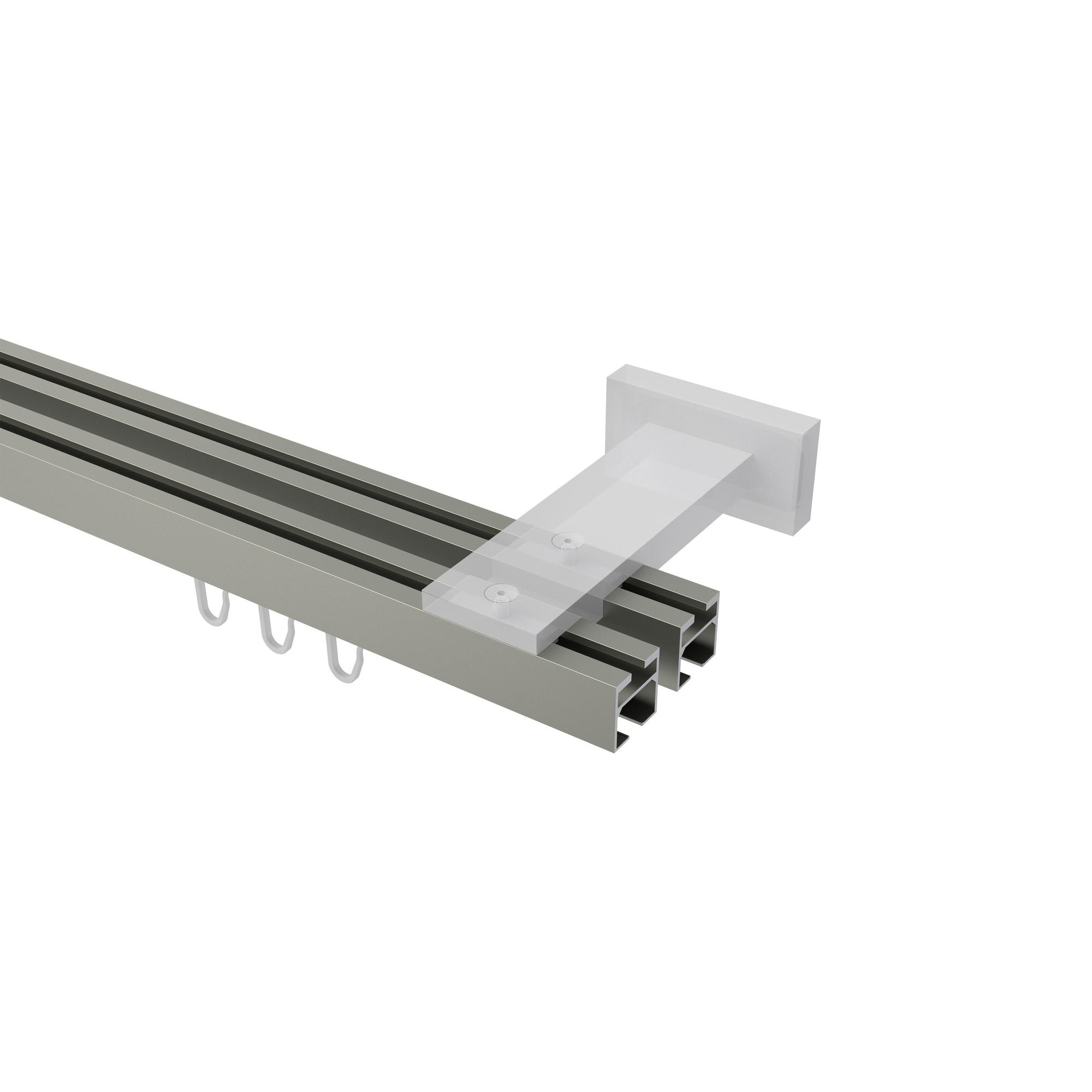 GARDINENSTANGE INNENLAUF Quadline Cubes 200 cm, 2-läufig, 20x20 mm Satin-Silber - Silberfarben, Metall (200cm) - INTERDECO