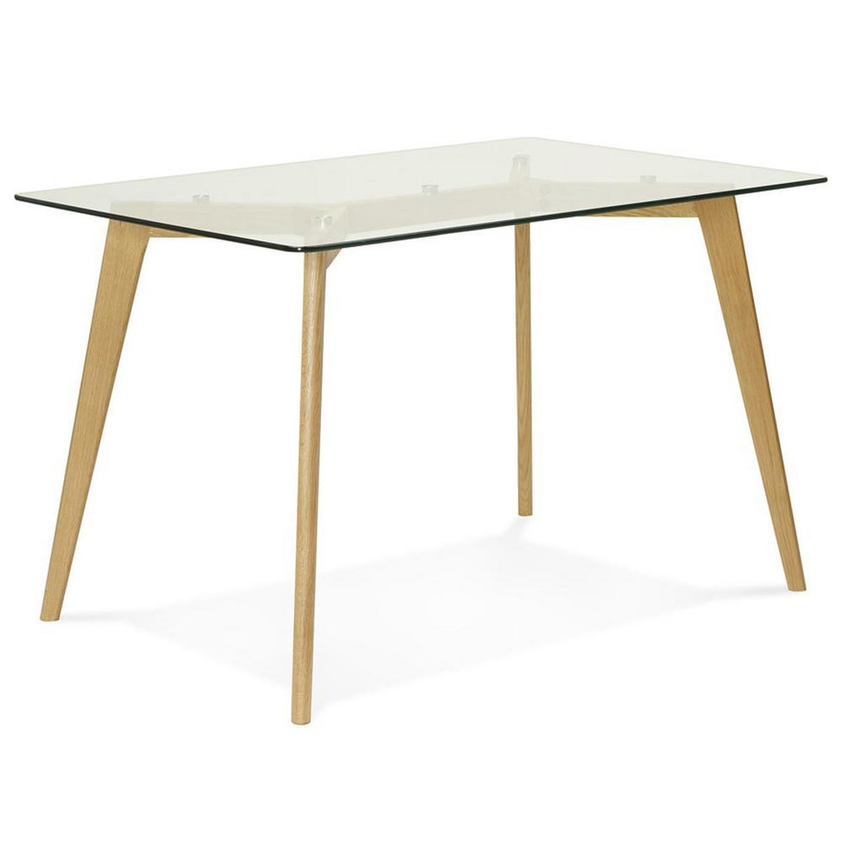 ESSTISCH – Glas Holz 120x80 cm kompakt modern - Transparent/Beige, Glas/Eichenholz (80/120/75cm) - KADIMA DESIGN