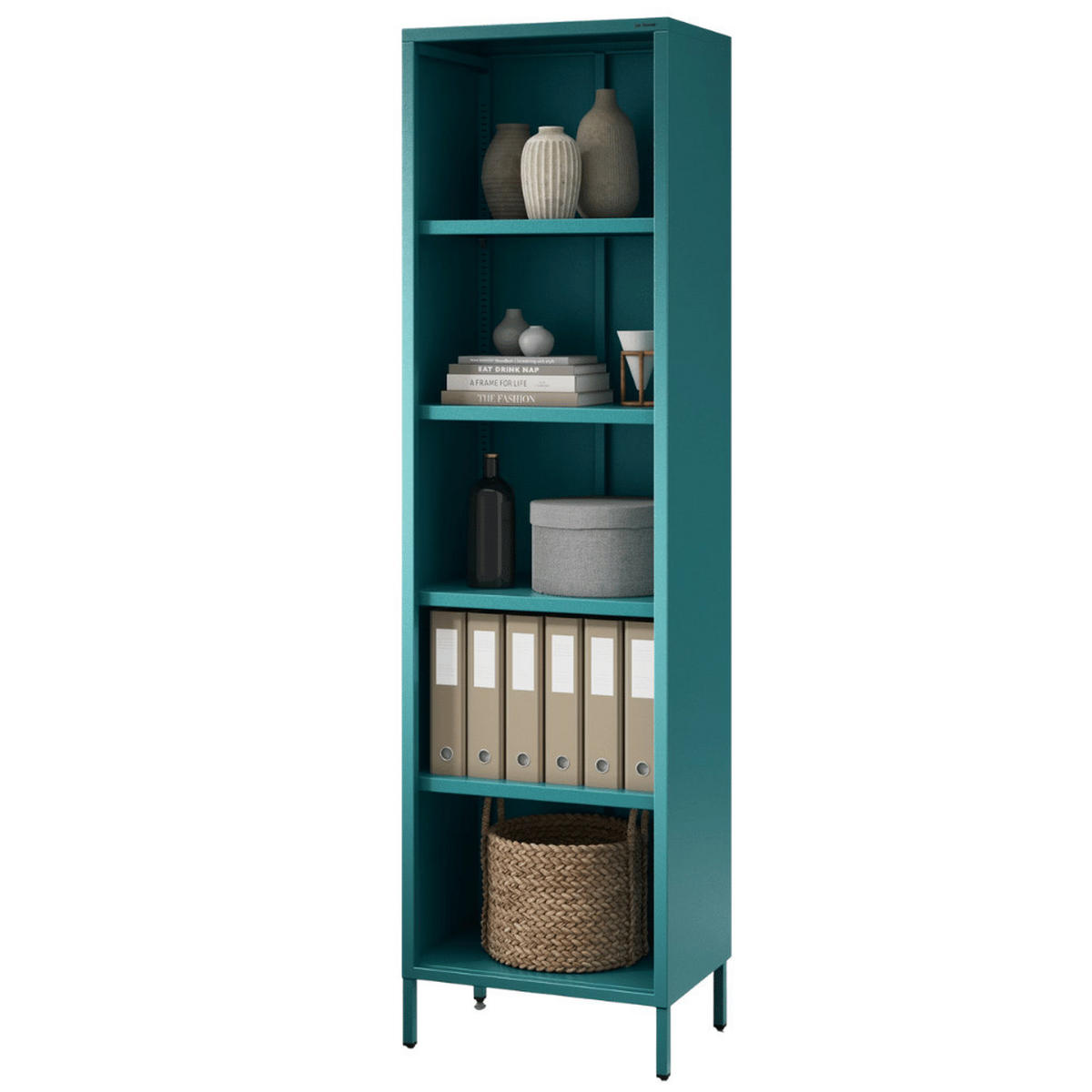 BÜCHERREGAL Metall CLIEN 5 Ebenen 180x50x35cm Türkis - Türkis, Metall (50/180/35cm) - DELUKE