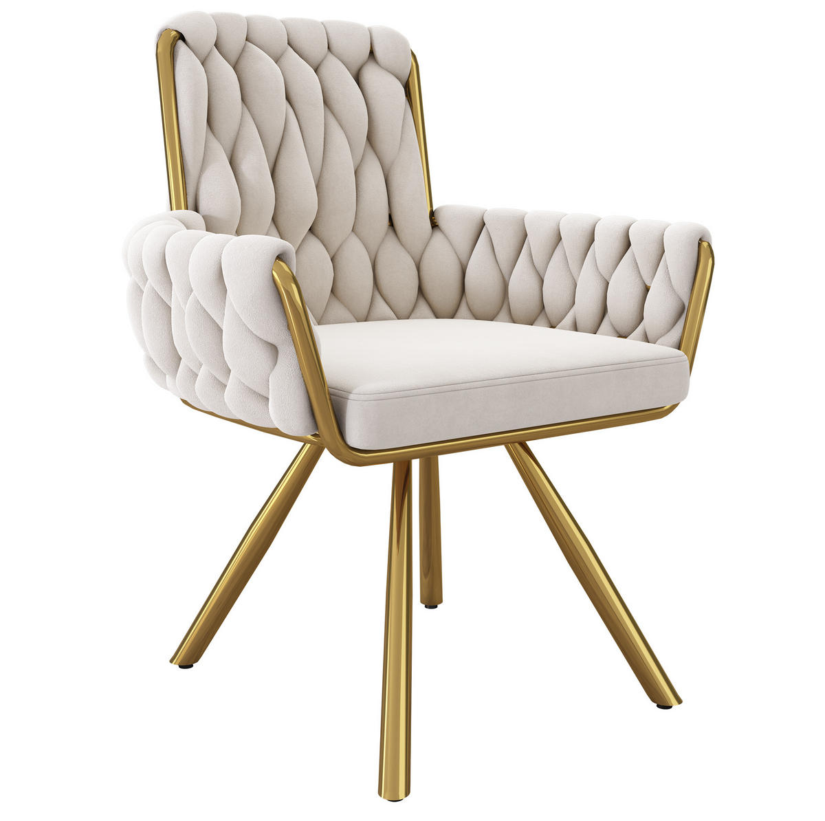 ESSZIMMERSTUHL drehbar mit Armlehnen 4er-Set Samt Beige - Beige, Metall (50/87/50.1cm) - Meubliv