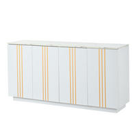 SIDEBOARD DE-37833 mit 4 Türen und Goldlinien Weiß - Weiß, Holzwerkstoff (140/70/35cm) - ComfortXL