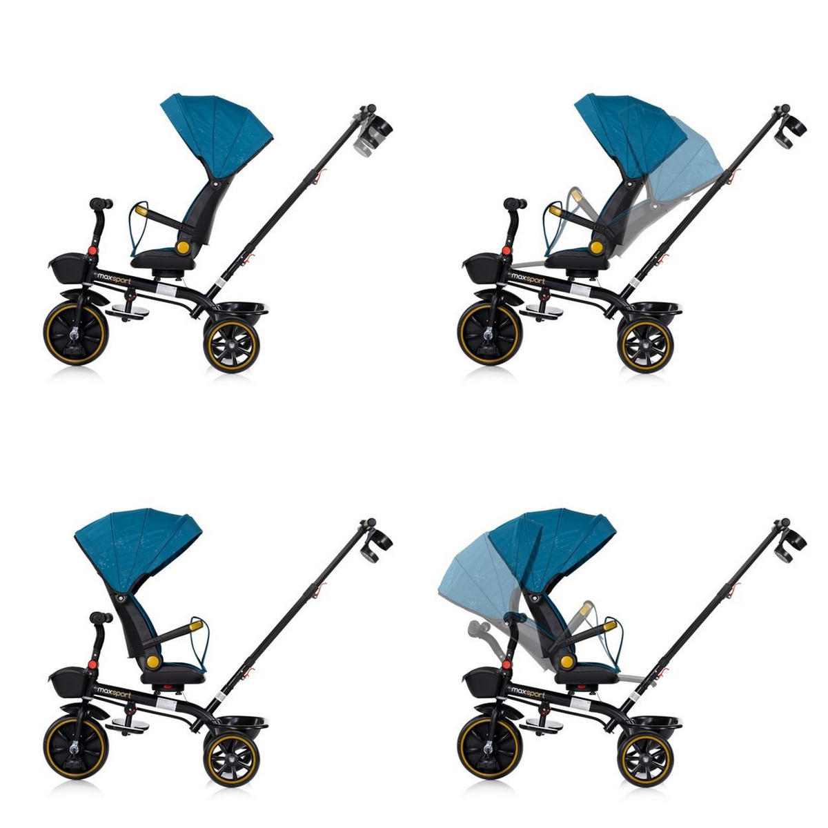 DREIRAD Max Sport 2 in 1 blau Dreirad, Becherhalter, Sitz umkehrbar, Korb - Blau, Metall (116/50/95cm) - Chipolino