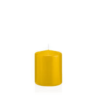 STUMPENKERZEN Dotter Gelb Ø 78 x 100 mm, 8 Stück - Gelb, Paraffin (8/10cm) - Wiedemann Kerzen