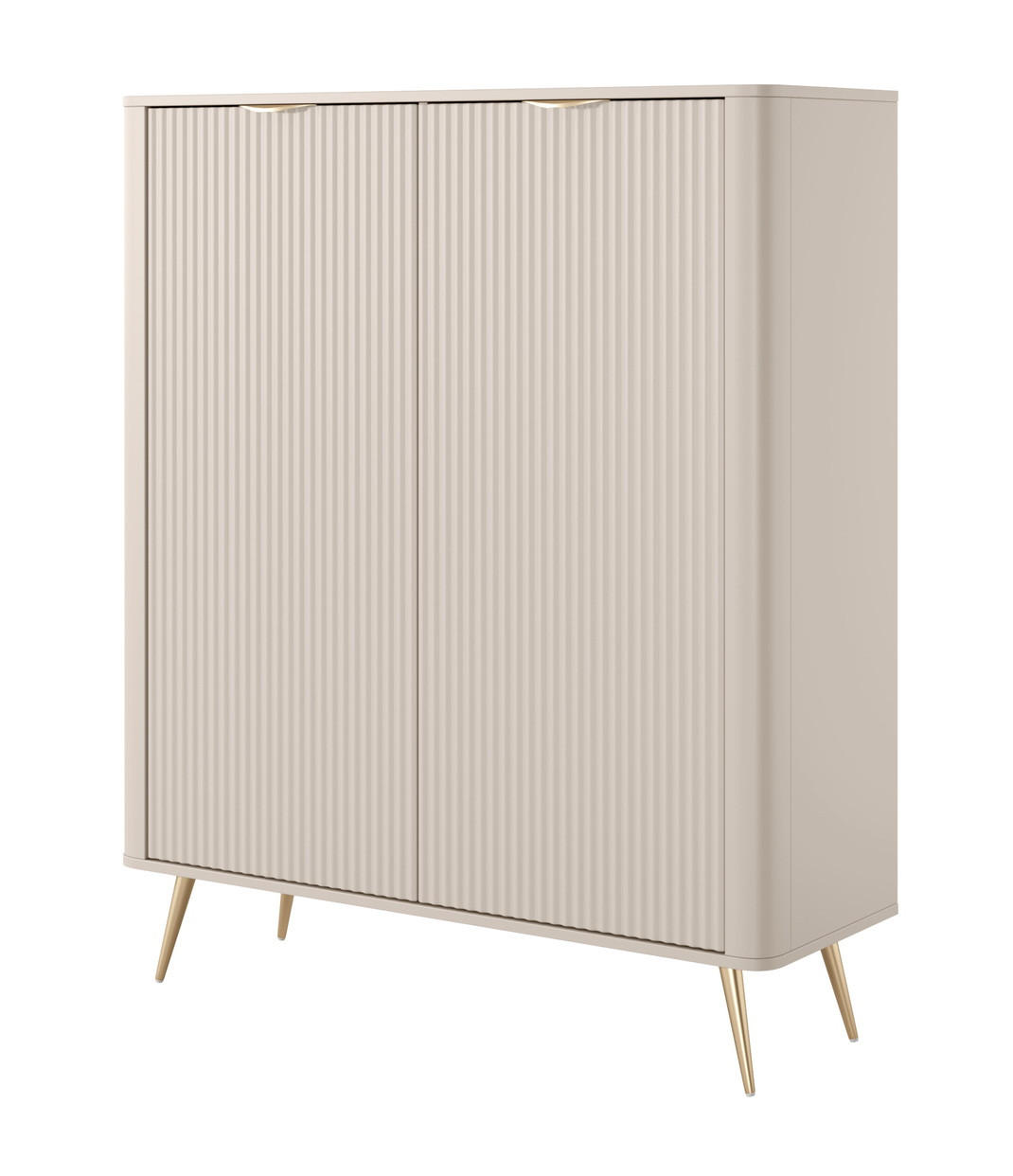 HIGHBOARD 113 Brando, 2 Türen, Beige - Beige/Goldfarben, Holz/Metall (113/134/38cm) - Emporius