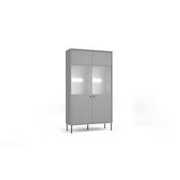 VITRINE NIMB 191,2/105,5 cm in Grau - Grau, Holzwerkstoff (105.5/191.2/40.5cm) - MASSENO