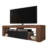 TV stolík Bianko orech / čierny 140/50/35 cm - čierna/tmavohnedá, kompozitné drevo (140/50.5/35cm) - Selsey