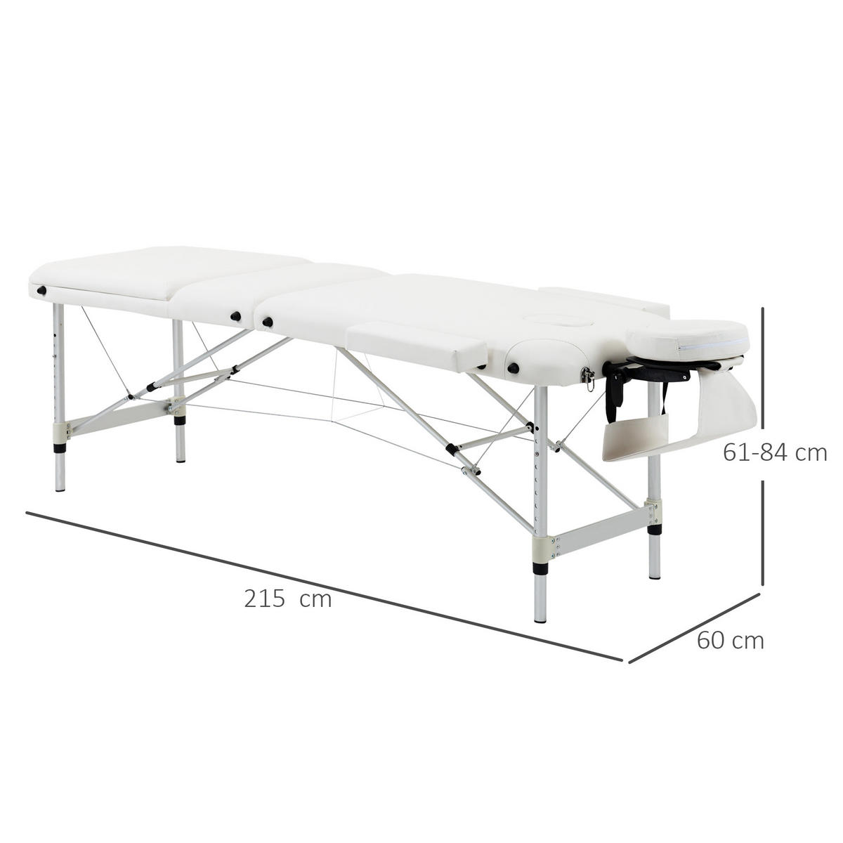 MASSAGELIEGEN, Aluminium, Weiß - Weiß, Metall (60/84/215cm) - HOMCOM