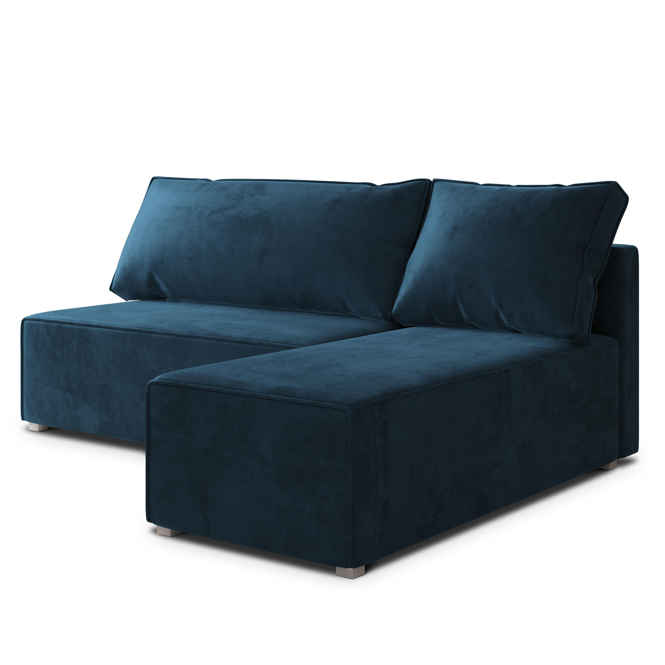 ROHOVÁ SEDAČKA BRISO modrá - šedá/modrá, dřevo/textil (200/140cm) - MASSENO