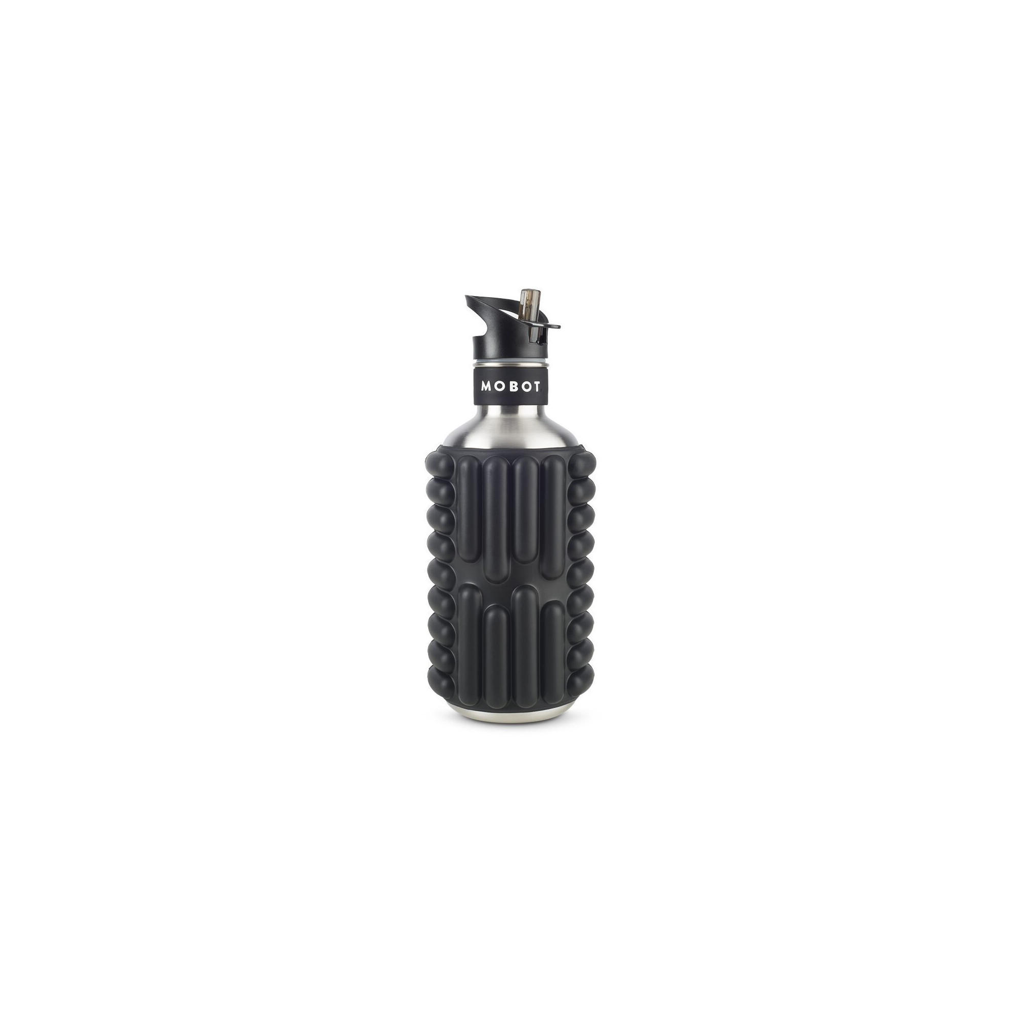 SPORTFLASCHE - Funktion 2 in 1 Massageroller - Schwarz - Schwarz, Metall (1.2L) - Mobot