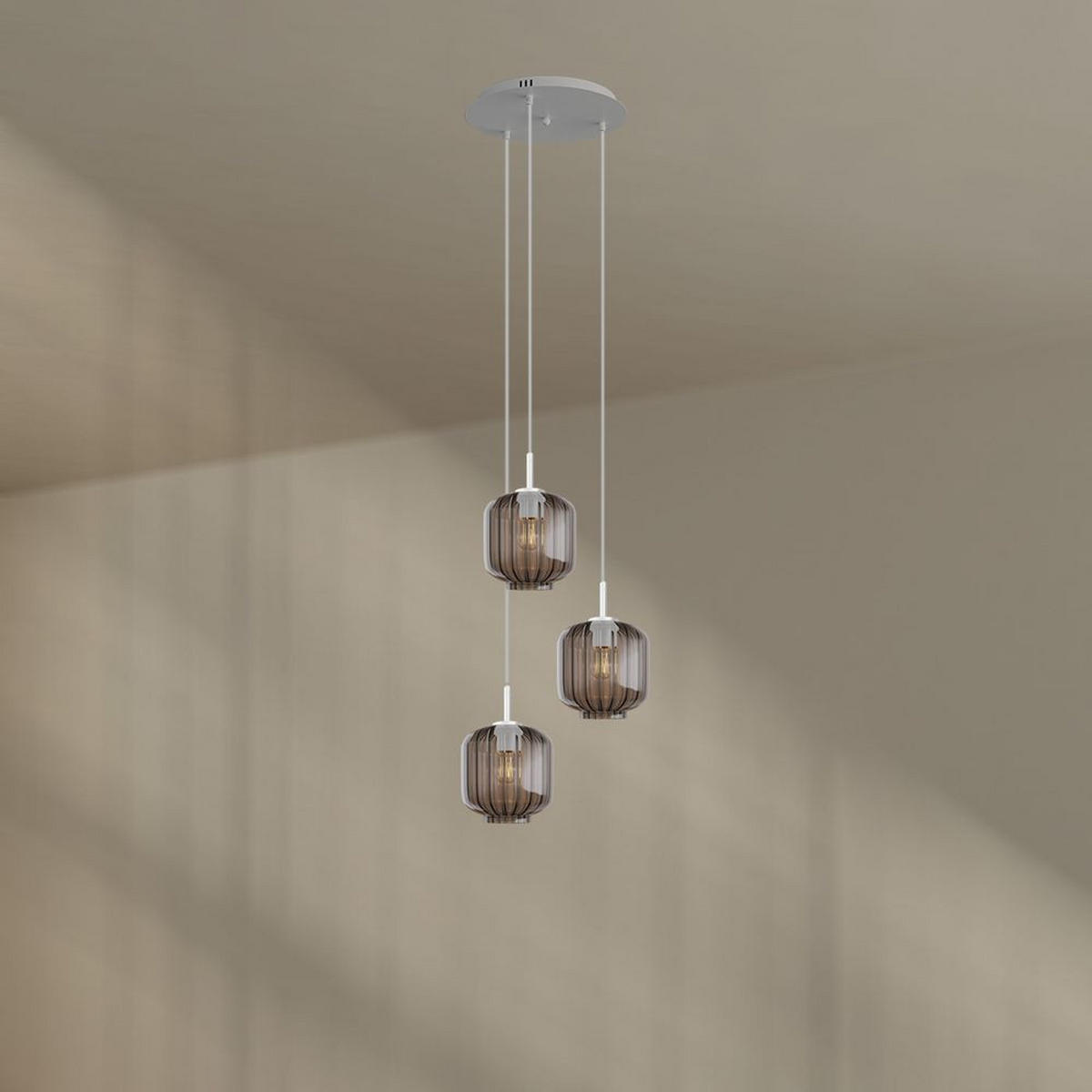 GALERIELEUCHTE Velo 3-flammig Rauch Ø 20cm - Anthrazit/Weiß, Glas (20/20/20cm) - s.luce