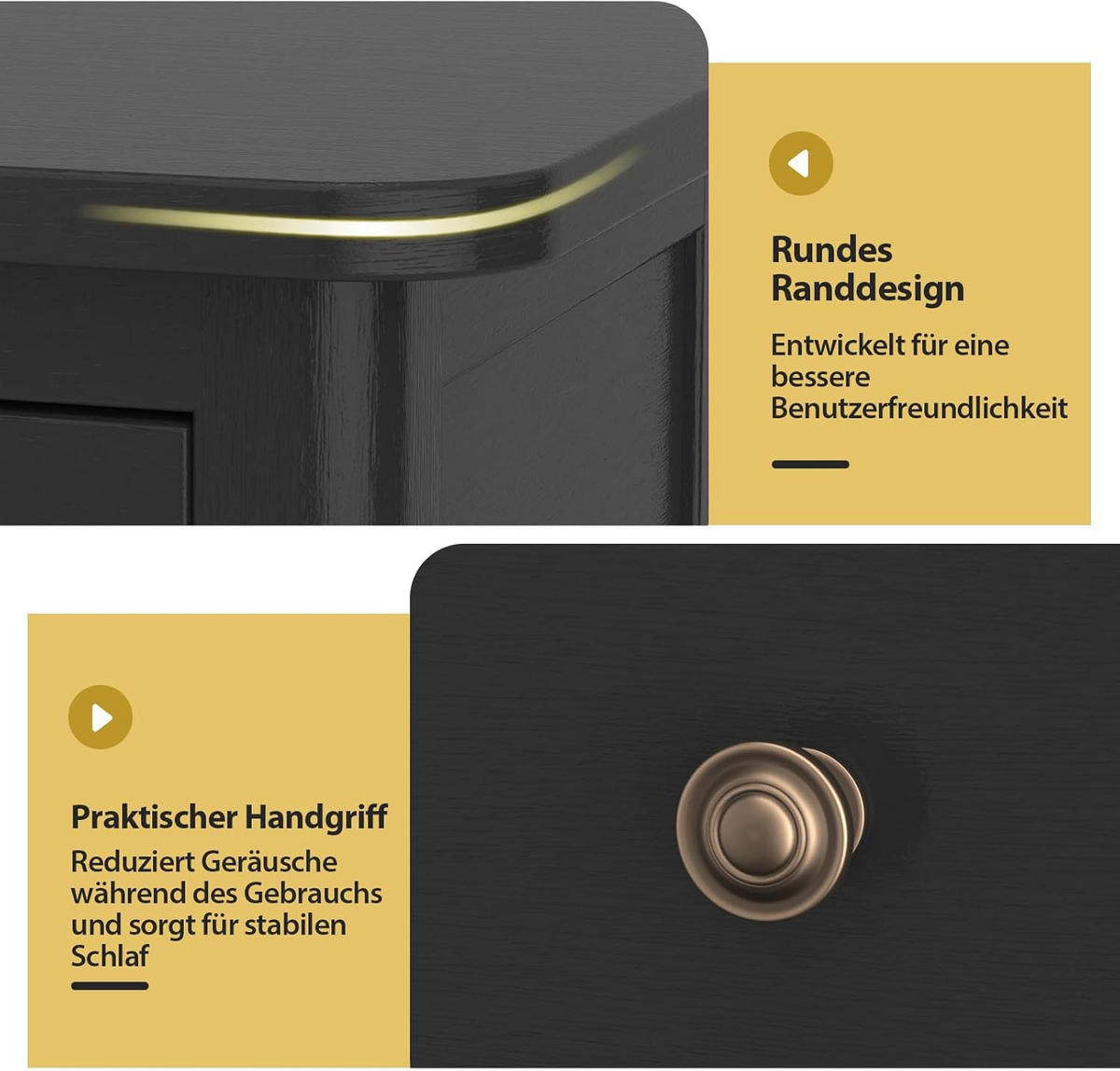 BEISTELLTISCH 80cm Schwarz - Schwarz, Holz (30/35/80cm) - COSTWAY
