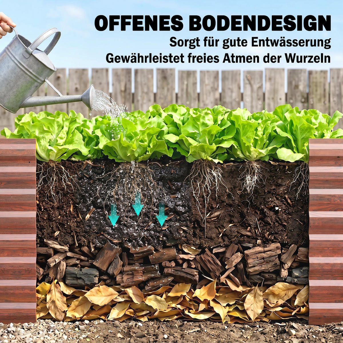 HOCHBEET-SET, 120L x 60B x 60H cm - Braun, Metall (60/60/120cm) - Outsunny