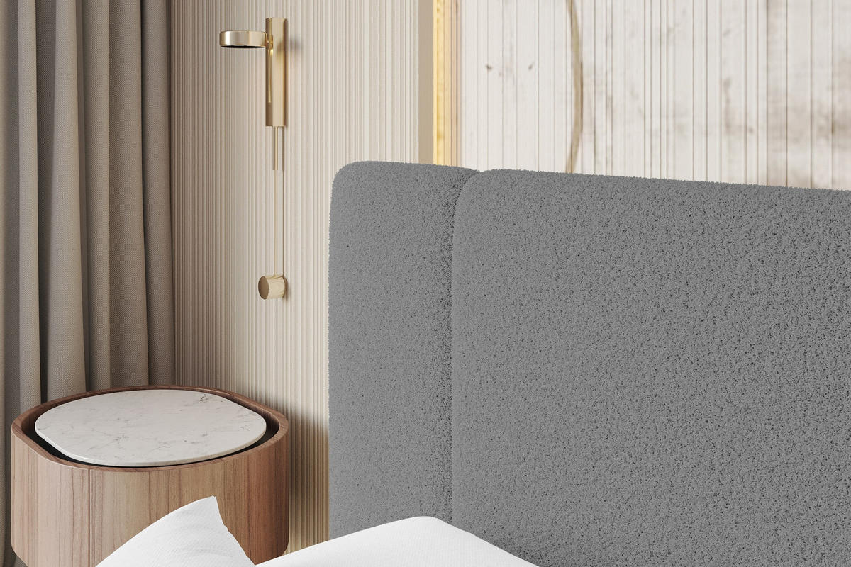 POLSTERBETT mit Bettkasten und Lattenrost, Bett mit Matratze H3/H4 - TEVO 200x200 Grau - Greige, Holzwerkstoff/Textil (200/200cm) - ALTDECOR